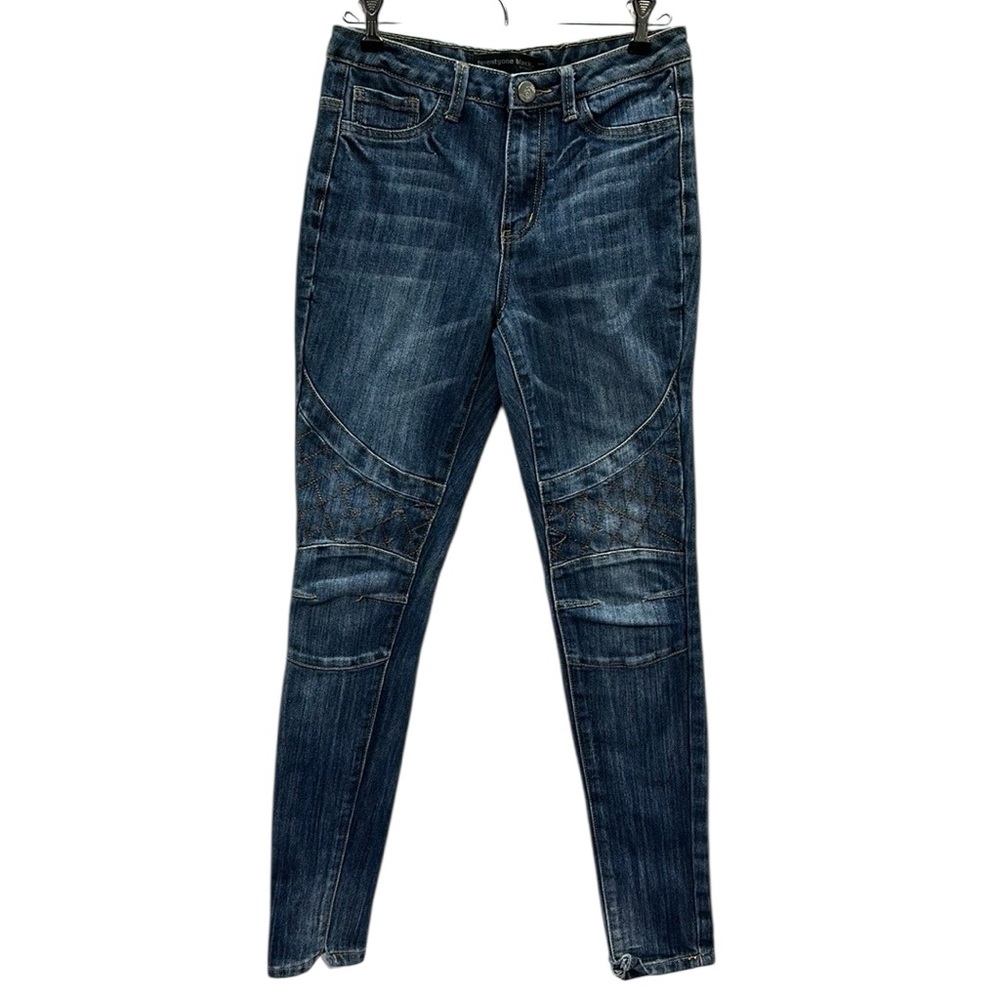 Twentyone Black High Waist Moto Skinny Stretch Denim Blue Jeans 3 4 Regular